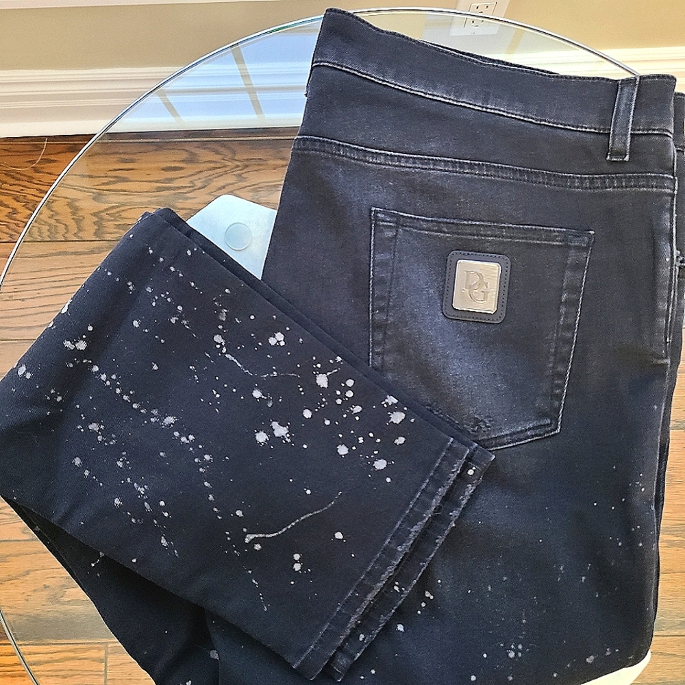 👨🏻‍💼 NWOT DOLCE & GABBANA 👑 Paint Splatter Skinny Jeans - 40" Waist, Black